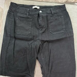 XL black cropped wide leg stretchy jeans